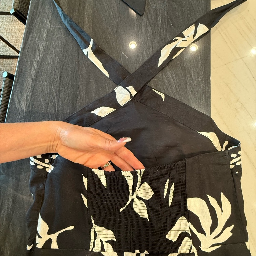 LOFT Black and White Floral Backless Dress - Picture 5 of 10